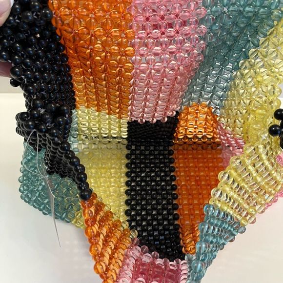 Beaded Colorblock Shoulder Handbag- Unique - 100% Beaded - NWT - Picture 4 of 4